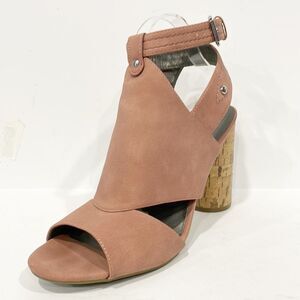 G by Guess Women’s Light Blush Jonra Round Cork Heeled Sandals‎ Sz 11